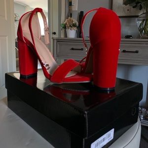 Red Chunky Heels